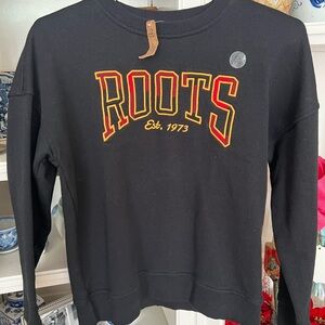 NWT Roots Boys Black Sweatshirt with Red and Yellow Accents- XL